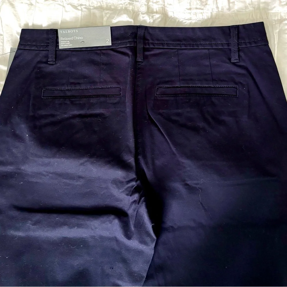NWT- Talbots Navy Relaxed Chinos - Picture 4 of 6